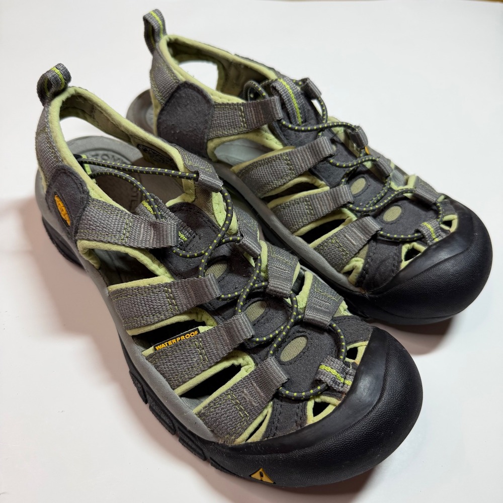 Keen Newport H2 Waterproof Hiking Sandals Gray Lime Green Womens Size 7.5